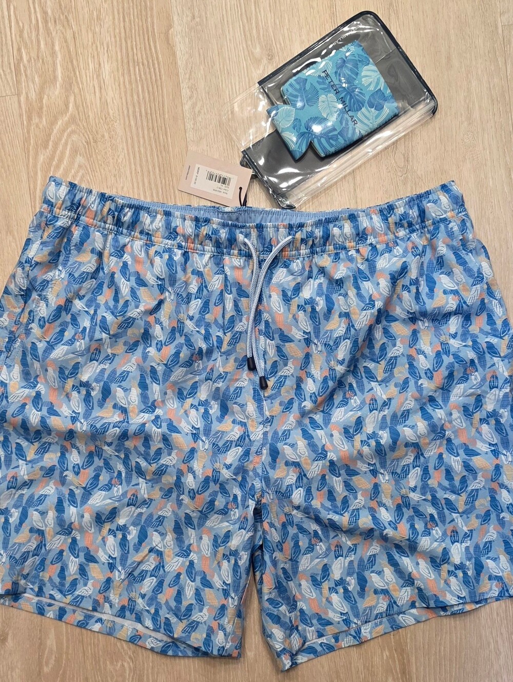Peter Millar Crown Swim Trunks Shorts XL NWT Blue Birds Beachy Cruise Preppy